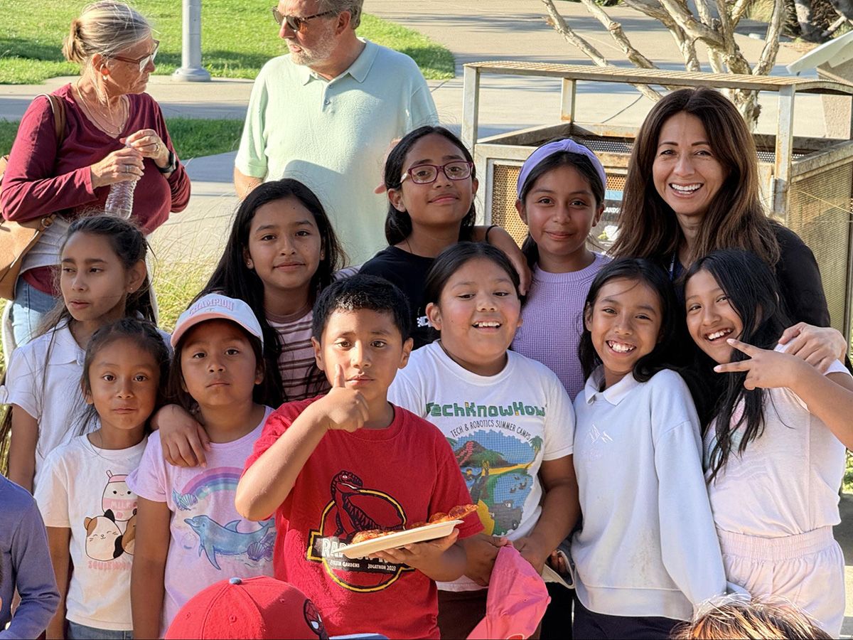 group of 3rd and 4th graders at the end-of-year picnic